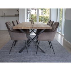 Sedia da pranzo, 65 x 57 x 87 cm, in velluto colore topo | Collezione Harbo