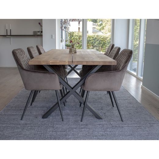 Sedia da pranzo, 65 x 57 x 87 cm, in velluto colore topo | Collezione Harbo