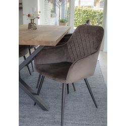 Sedia da pranzo, 65 x 57 x 87 cm, in velluto colore topo | Collezione Harbo