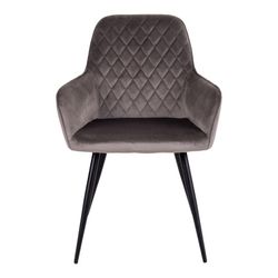 Sedia da pranzo, 65 x 57 x 87 cm, in velluto colore topo | Collezione Harbo