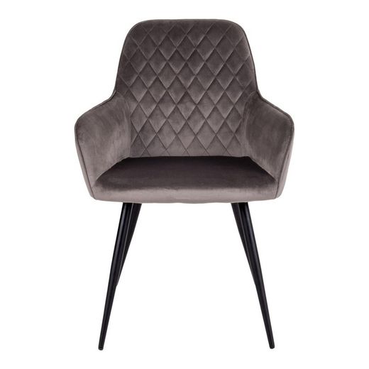 Sedia da pranzo, 65 x 57 x 87 cm, in velluto colore topo | Collezione Harbo