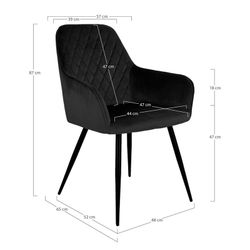 Sedia da pranzo, 65 x 57 x 87 cm, in velluto nero | Collezione Harbo