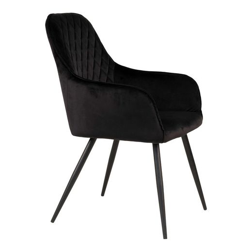 Sedia da pranzo, 65 x 57 x 87 cm, in velluto nero | Collezione Harbo