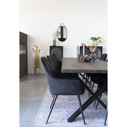 Sedia da pranzo, 65 x 57 x 87 cm, in velluto nero | Collezione Harbo
