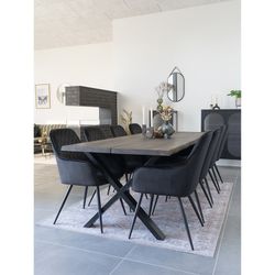 Sedia da pranzo, 65 x 57 x 87 cm, in velluto nero | Collezione Harbo