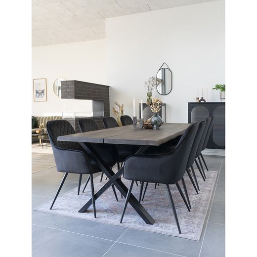 Sedia da pranzo, 65 x 57 x 87 cm, in velluto nero | Collezione Harbo