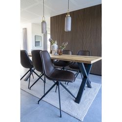 Sedia da pranzo girevole, 54 x 48 x 86 cm, in pelle sintetica marrone scuro | Collezione Monaco