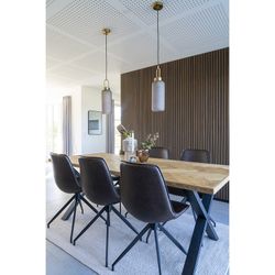 Sedia da pranzo girevole, 54 x 48 x 86 cm, in pelle sintetica marrone scuro | Collezione Monaco