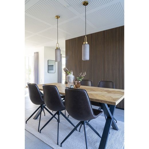 Sedia da pranzo girevole, 54 x 48 x 86 cm, in pelle sintetica marrone scuro | Collezione Monaco