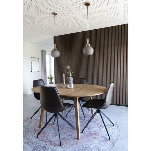 Sedia da pranzo girevole, 54 x 48 x 86 cm, in pelle sintetica marrone scuro | Collezione Monaco