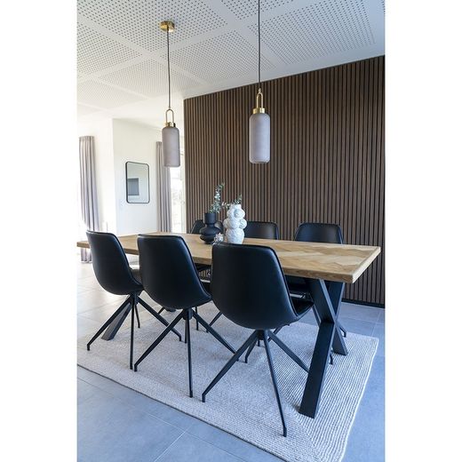 Sedia da pranzo girevole, 54 x 48 x 86 cm, in pelle sintetica nera | Collezione Monaco