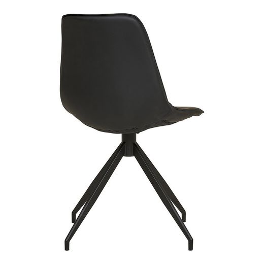 Sedia da pranzo girevole, 54 x 48 x 86 cm, in pelle sintetica nera | Collezione Monaco