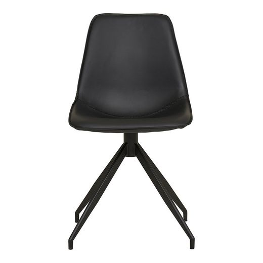 Sedia da pranzo girevole, 54 x 48 x 86 cm, in pelle sintetica nera | Collezione Monaco
