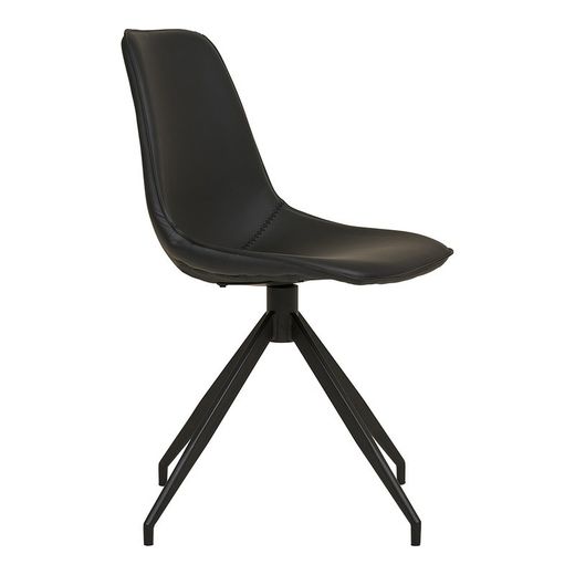 Sedia da pranzo girevole, 54 x 48 x 86 cm, in pelle sintetica nera | Collezione Monaco