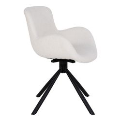 Sedia da pranzo girevole, 58 x 59 x 82,5 cm, in tessuto bouclé bianco | Collezione Amorim