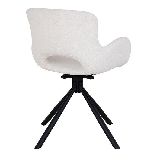 Sedia da pranzo girevole, 58 x 59 x 82,5 cm, in tessuto bouclé bianco | Collezione Amorim