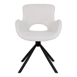 Sedia da pranzo girevole, 58 x 59 x 82,5 cm, in tessuto bouclé bianco | Collezione Amorim