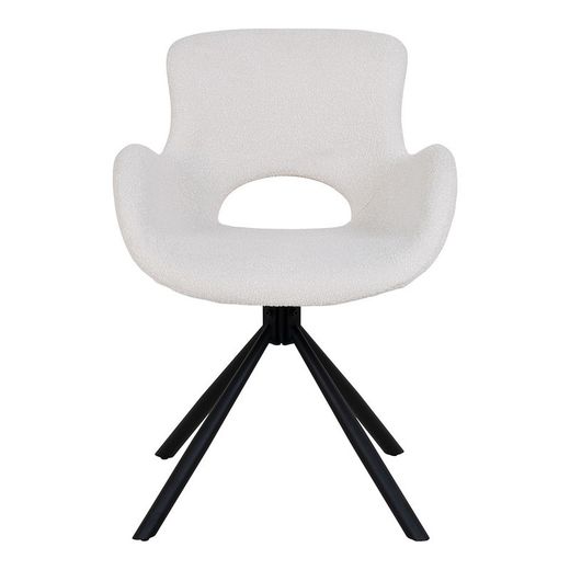 Sedia da pranzo girevole, 58 x 59 x 82,5 cm, in tessuto bouclé bianco | Collezione Amorim