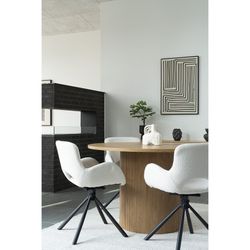 Sedia da pranzo girevole, 58 x 59 x 82,5 cm, in tessuto bouclé bianco | Collezione Amorim