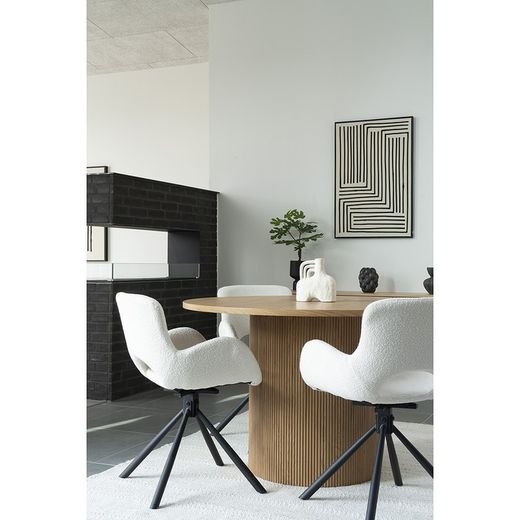 Sedia da pranzo girevole, 58 x 59 x 82,5 cm, in tessuto bouclé bianco | Collezione Amorim