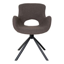 Sedia da pranzo girevole, 58 x 59 x 82,5 cm, in tessuto bouclé colore topo | Collezione Amorim
