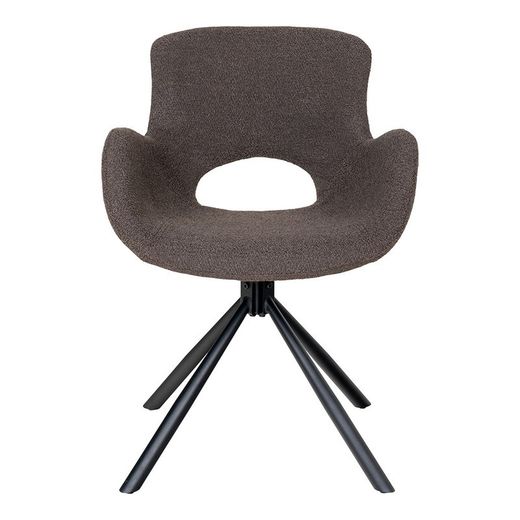Sedia da pranzo girevole, 58 x 59 x 82,5 cm, in tessuto bouclé colore topo | Collezione Amorim