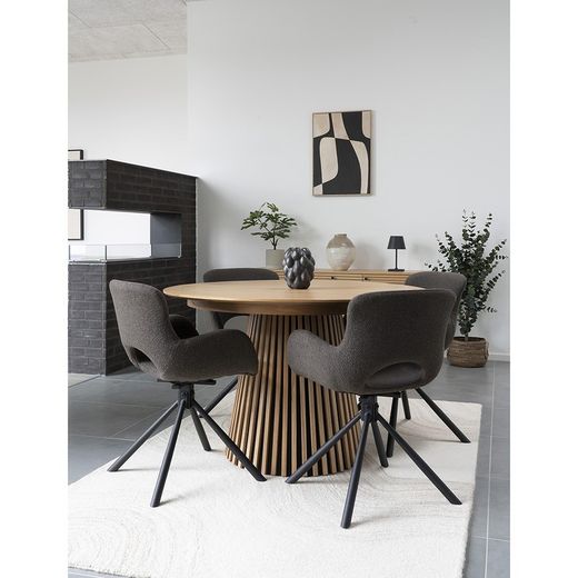 Sedia da pranzo girevole, 58 x 59 x 82,5 cm, in tessuto bouclé colore topo | Collezione Amorim