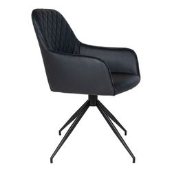 Sedia da pranzo girevole, 62 x 56 x 89 cm, in pelle sintetica nera | Collezione Harbo