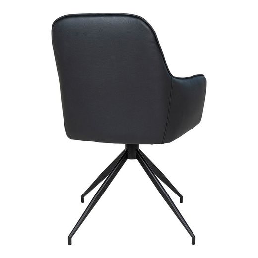 Sedia da pranzo girevole, 62 x 56 x 89 cm, in pelle sintetica nera | Collezione Harbo