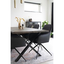 Sedia da pranzo girevole, 62 x 56 x 89 cm, in pelle sintetica nera | Collezione Harbo