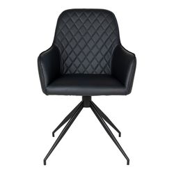 Sedia da pranzo girevole, 62 x 56 x 89 cm, in pelle sintetica nera | Collezione Harbo