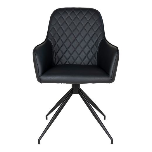 Sedia da pranzo girevole, 62 x 56 x 89 cm, in pelle sintetica nera | Collezione Harbo