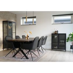 Sedia da pranzo girevole, 62 x 56 x 89 cm, in pelle sintetica nera | Collezione Harbo