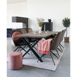 Sedia da pranzo girevole, 62 x 56 x 89 cm, in velluto colore topo | Collezione Harbo