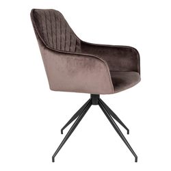 Sedia da pranzo girevole, 62 x 56 x 89 cm, in velluto colore topo | Collezione Harbo