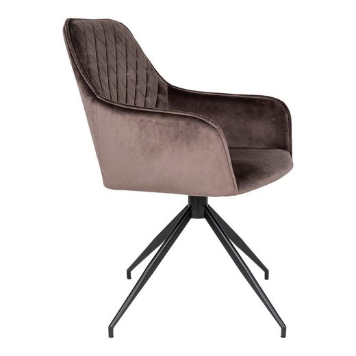 Sedia da pranzo girevole, 62 x 56 x 89 cm, in velluto colore topo | Collezione Harbo