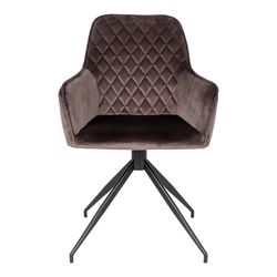 Sedia da pranzo girevole, 62 x 56 x 89 cm, in velluto colore topo | Collezione Harbo