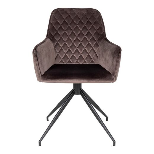 Sedia da pranzo girevole, 62 x 56 x 89 cm, in velluto colore topo | Collezione Harbo