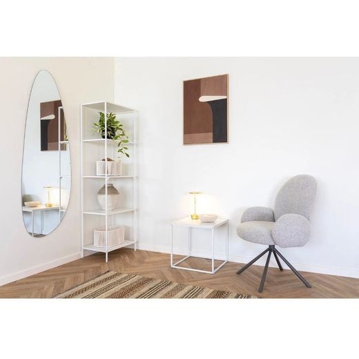 Sedia da pranzo girevole, 69 x 65 x 91,5 cm, in tessuto bouclé colore sabbia | Collezione Lana