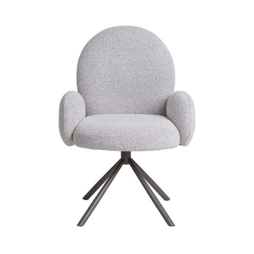 Sedia da pranzo girevole, 69 x 65 x 91,5 cm, in tessuto bouclé colore sabbia | Collezione Lana