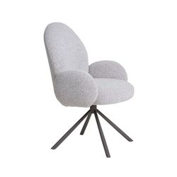 Sedia da pranzo girevole, 69 x 65 x 91,5 cm, in tessuto bouclé colore sabbia | Collezione Lana