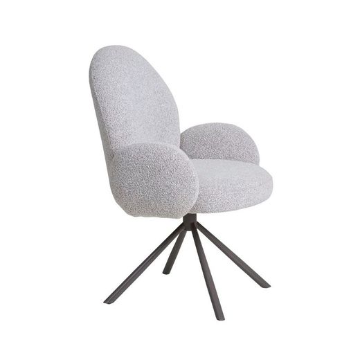 Sedia da pranzo girevole, 69 x 65 x 91,5 cm, in tessuto bouclé colore sabbia | Collezione Lana