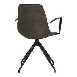 Sedia da pranzo girevole con braccioli, 54 x 48 x 86 cm, in microfibra grigia | Collezione Monaco