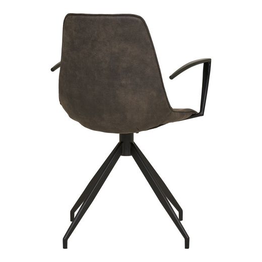 Sedia da pranzo girevole con braccioli, 54 x 48 x 86 cm, in microfibra grigia | Collezione Monaco