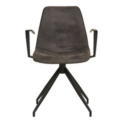 Sedia da pranzo girevole con braccioli, 54 x 48 x 86 cm, in microfibra grigia | Collezione Monaco