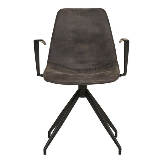 Sedia da pranzo girevole con braccioli, 54 x 48 x 86 cm, in microfibra grigia | Collezione Monaco