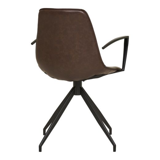 Sedia da pranzo girevole con braccioli, 54 x 48 x 86 cm, in ecopelle marrone scuro | Collezione Monaco