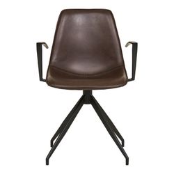 Sedia da pranzo girevole con braccioli, 54 x 48 x 86 cm, in ecopelle marrone scuro | Collezione Monaco