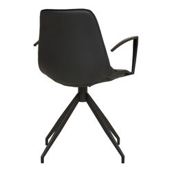 Sedia da pranzo girevole con braccioli, 54 x 48 x 86 cm, in pelle sintetica nera | Collezione Monaco