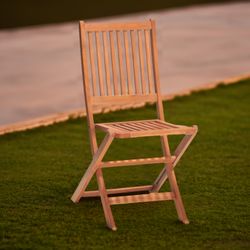 Silla de Exterior Plegable Habitex Nature 44x54x89 cm Madera de Eucalipto Resistente a la Intemperie | Diseño sin Brazos